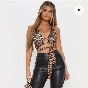 Pretty Little Thing Leopard Ring Tied Top